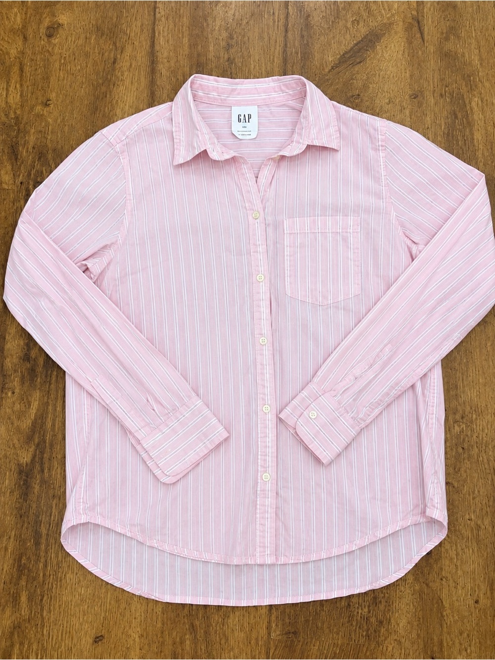 GAP Light Pink & White Striped Button-Down Shirt